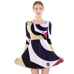 Digital Abstraction Long Sleeve Velvet Skater Dress