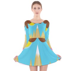 Abstract Landscape  Long Sleeve Velvet Skater Dress