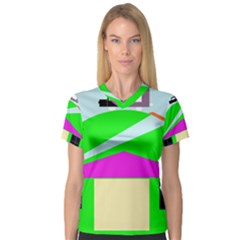 Abstract Landscape  Women s V-neck Sport Mesh Tee