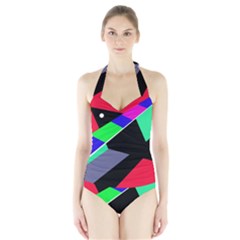 Abstract Fish Halter Swimsuit