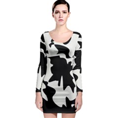 Black And White Elegant Design Long Sleeve Bodycon Dress