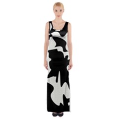 Black And White Elegant Design Maxi Thigh Split Dress by Valentinaart