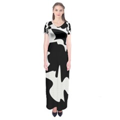 Black And White Elegant Design Short Sleeve Maxi Dress