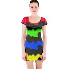 Colorful Abstraction Short Sleeve Bodycon Dress