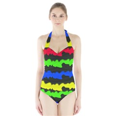 Colorful Abstraction Halter Swimsuit by Valentinaart