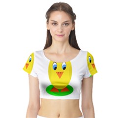 Cute Chicken  Short Sleeve Crop Top (tight Fit) by Valentinaart