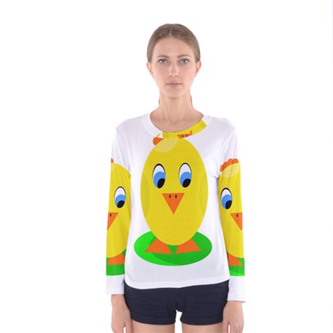 Cute Chicken  Women s Long Sleeve Tee by Valentinaart