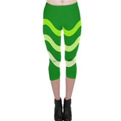 Green Waves Capri Leggings  by Valentinaart