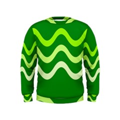 Green Waves Kids  Sweatshirt by Valentinaart