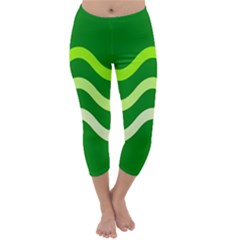 Green Waves Capri Winter Leggings  by Valentinaart