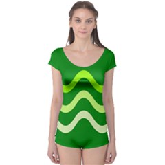 Green Waves Boyleg Leotard  by Valentinaart