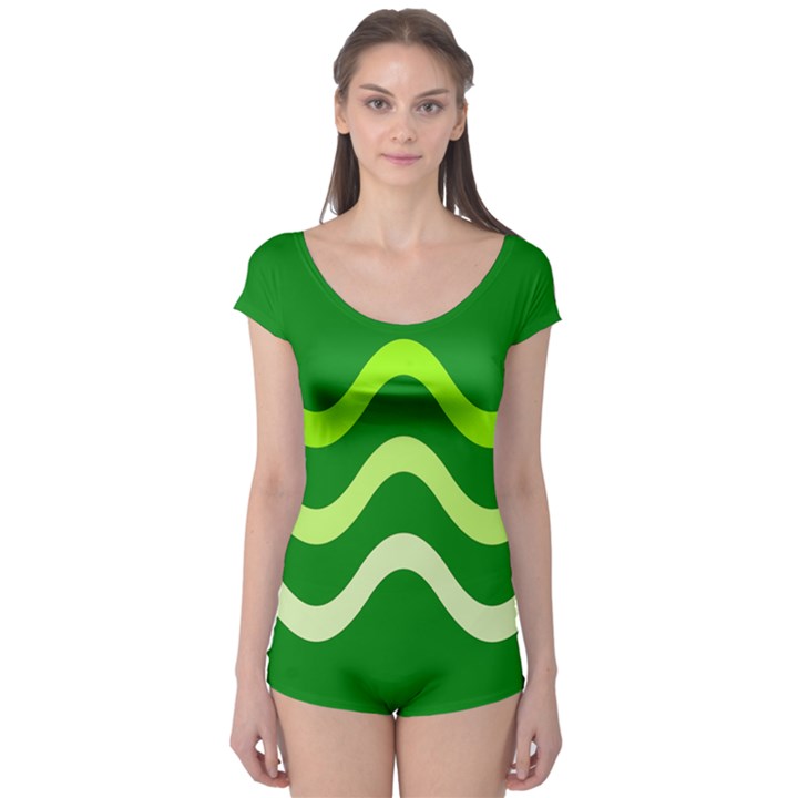 Green waves Boyleg Leotard 