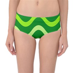 Green Waves Mid-waist Bikini Bottoms by Valentinaart