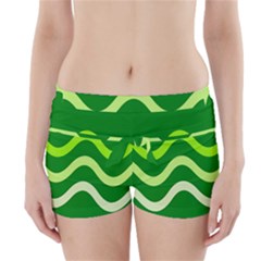 Green Waves Boyleg Bikini Wrap Bottoms by Valentinaart