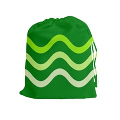 Green Waves Drawstring Pouches (extra Large)