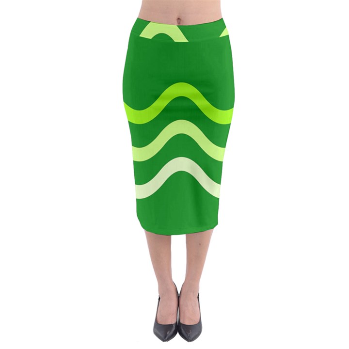 Green waves Midi Pencil Skirt