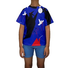 Night Birds  Kid s Short Sleeve Swimwear