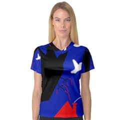 Night Birds  Women s V-neck Sport Mesh Tee