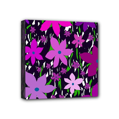 Purple Fowers Mini Canvas 4  X 4  by Valentinaart