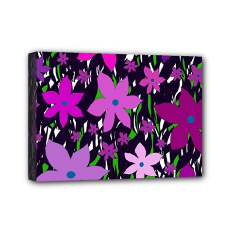 Purple Fowers Mini Canvas 7  X 5 