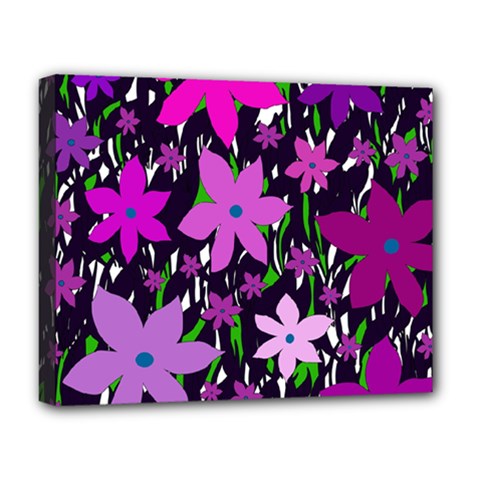 Purple Fowers Deluxe Canvas 20  X 16   by Valentinaart