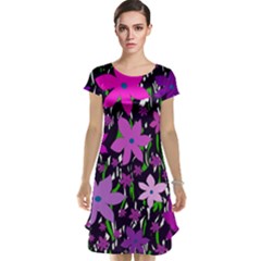 Purple Fowers Cap Sleeve Nightdress