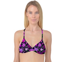 Purple Fowers Reversible Tri Bikini Top by Valentinaart