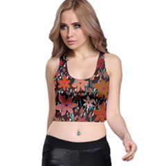 Orange Flowers  Racer Back Crop Top