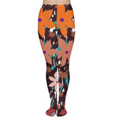 Orange Flowers  Women s Tights