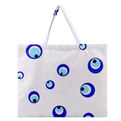 Mediterranean Blue Eyes Zipper Large Tote Bag