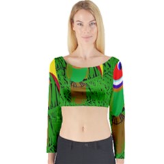 Toucan Long Sleeve Crop Top by Valentinaart