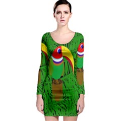 Toucan Long Sleeve Bodycon Dress by Valentinaart