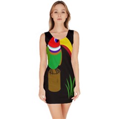 Toucan Sleeveless Bodycon Dress by Valentinaart