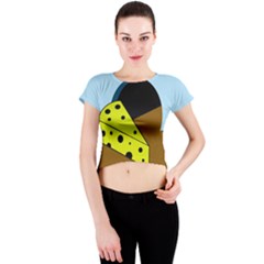 Cheese  Crew Neck Crop Top by Valentinaart