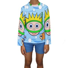 Diver Kid s Long Sleeve Swimwear by Valentinaart