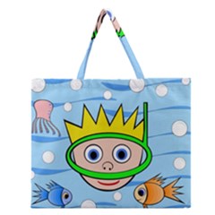 Diver Zipper Large Tote Bag by Valentinaart