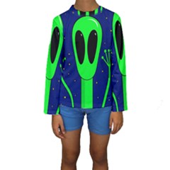 Alien  Kid s Long Sleeve Swimwear by Valentinaart