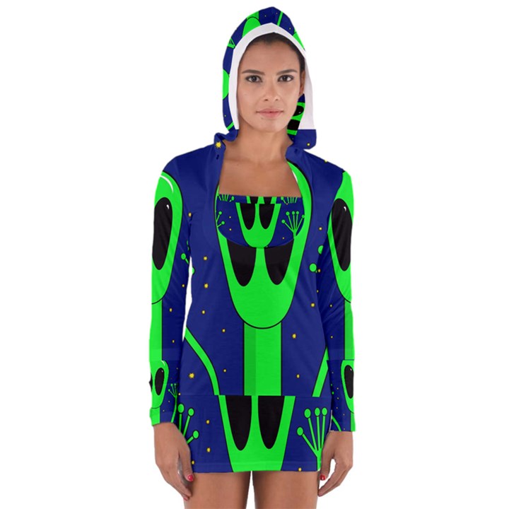 Alien  Women s Long Sleeve Hooded T-shirt