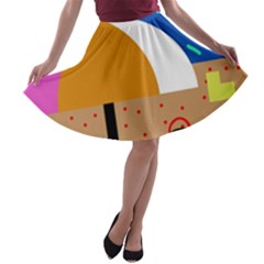 On The Beach  A-line Skater Skirt by Valentinaart