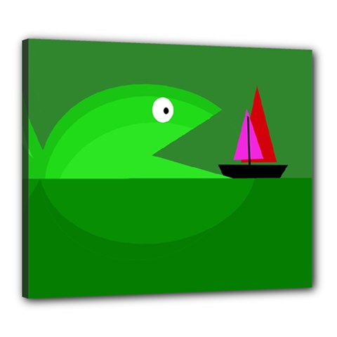 Green Monster Fish Canvas 24  X 20 