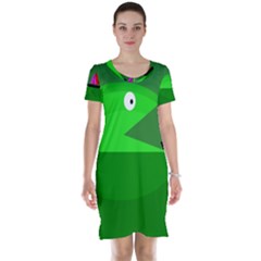 Green Monster Fish Short Sleeve Nightdress by Valentinaart