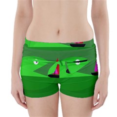 Green Monster Fish Boyleg Bikini Wrap Bottoms by Valentinaart