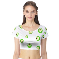 Green Eyes Short Sleeve Crop Top (tight Fit) by Valentinaart