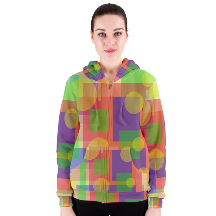 Colorful geometrical design Women s Zipper Hoodie