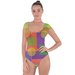 Colorful geometrical design Short Sleeve Leotard 