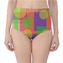 Colorful geometrical design High-Waist Bikini Bottoms View1