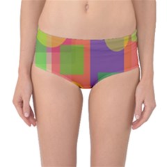 Colorful Geometrical Design Mid-waist Bikini Bottoms by Valentinaart