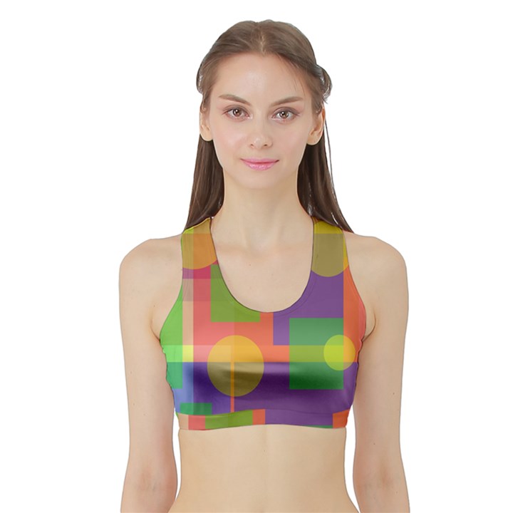 Colorful geometrical design Sports Bra with Border