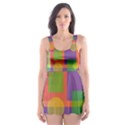 Colorful geometrical design Skater Dress Swimsuit View1