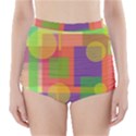 Colorful geometrical design High-Waisted Bikini Bottoms View1